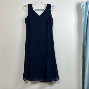 Danny & Nicole Chiffon Dress Navy Blue Sleeveless V Neck Party Cocktail size 12